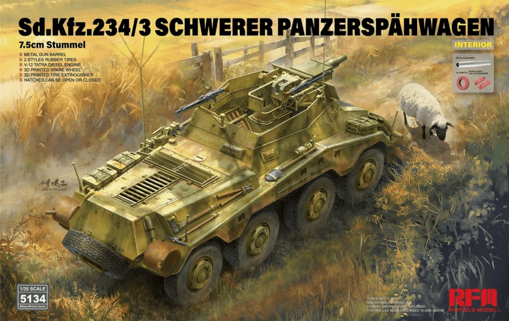 Ryefield Model 5134 1/35 Sd.Kfz.234/3 Schwerer Panzerspahwagen 7.5cm Stummel kit