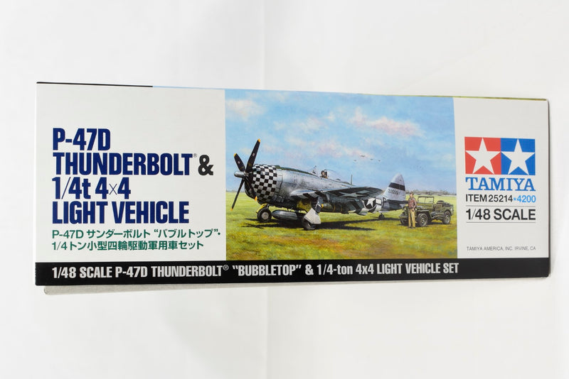 Tamiya P-47D Thunderbolt Bubbletop and 1/4 Ton 4x4 Light Vehicle 1/48 scale model kit box back