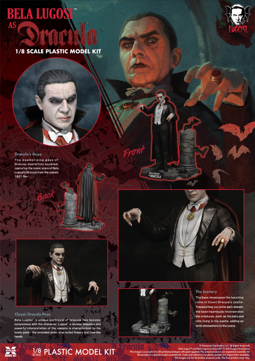 XPlus Model Kit Bela Lugosi as Dracula 1/8 scale information sheet