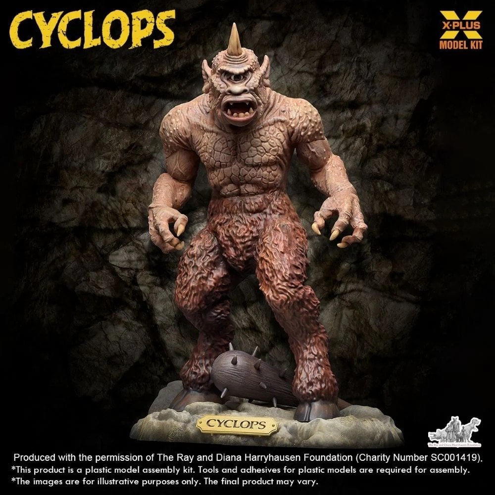 Cyclops model kit with X-Plus branding on a dark background