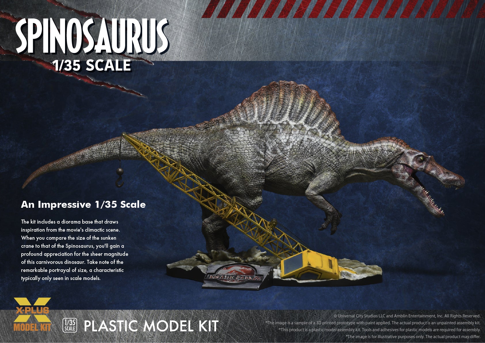 X-Plus Models 1/35 scale Spinosaurus Jurassic Park 3 Plastic Model kit