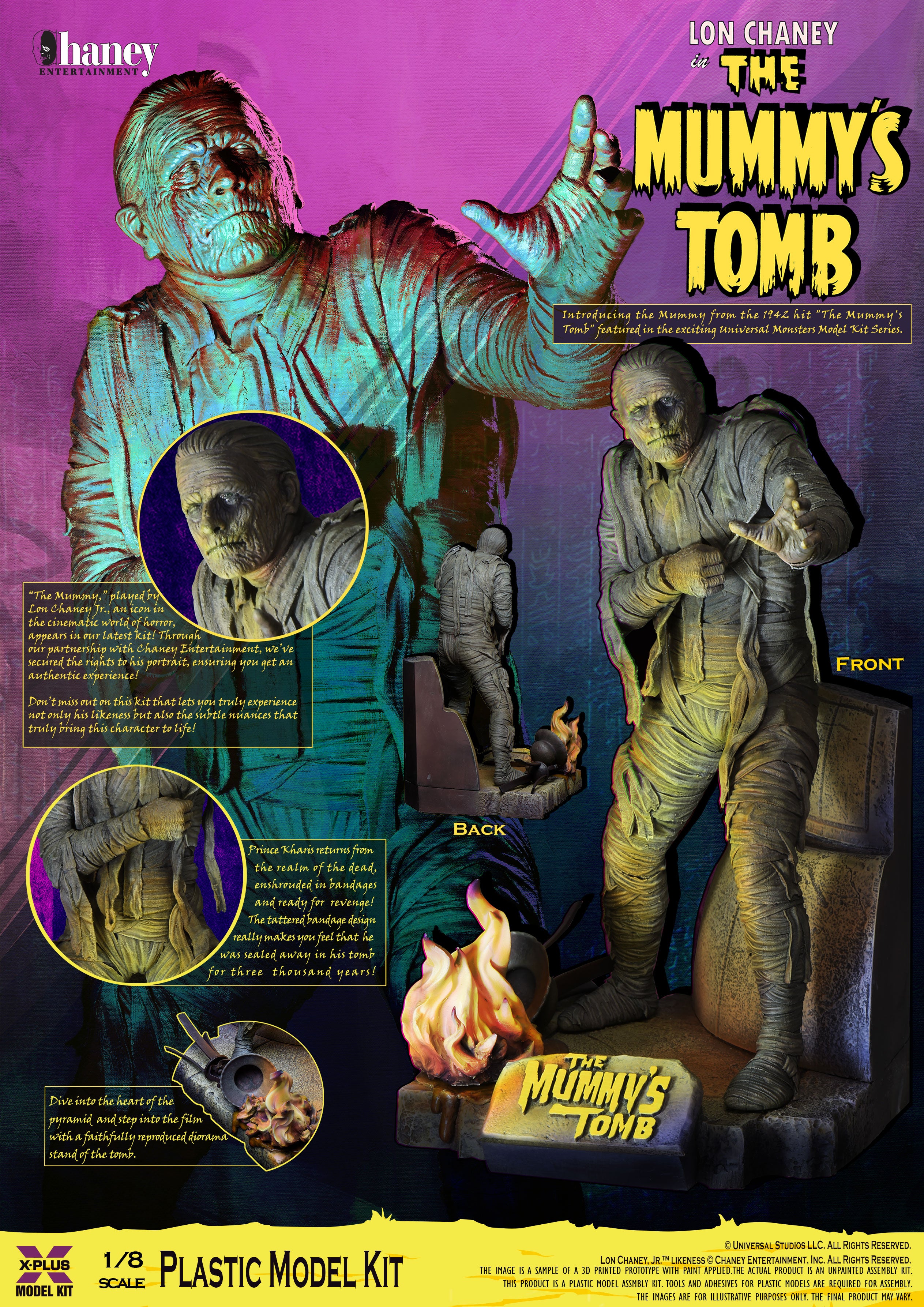 x-plus models 1/8 scale Lon Chaney in The Mummy's Tomb Plastic model kit