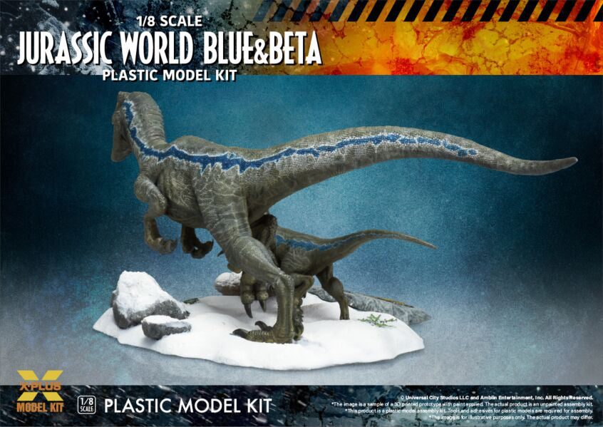 X-Plus Models Jurassic World Blue & Beta Plastic Model Kit rear view