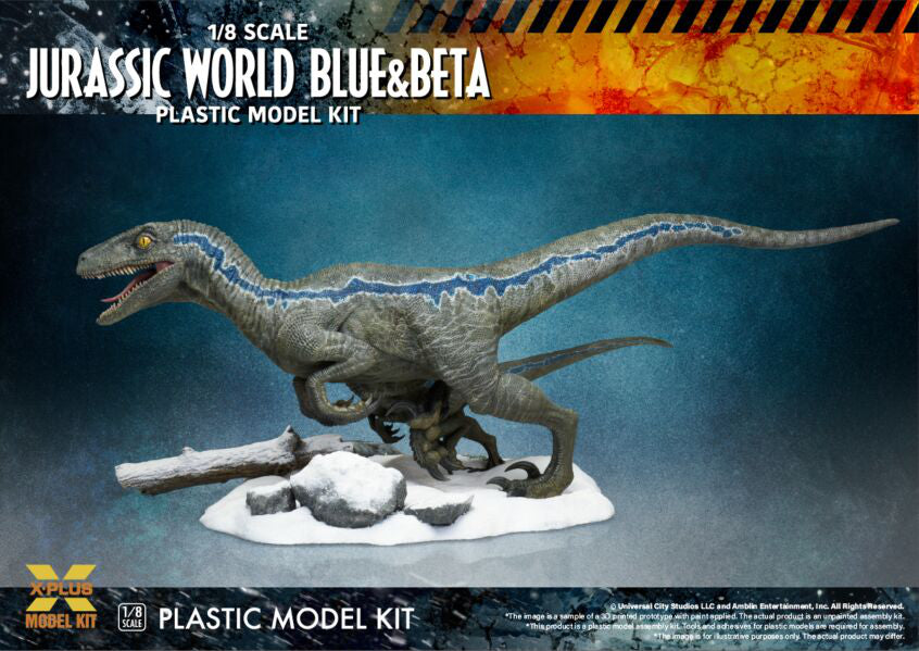 X-Plus Models Jurassic World Blue & Beta Plastic Model Kit side view