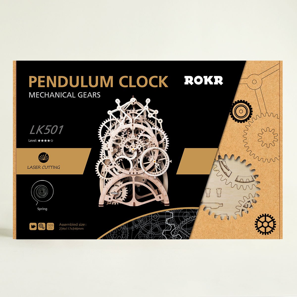 Rokr Pendulum Clock Wooden Model Kit LK501box