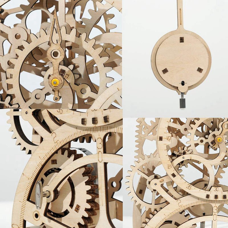 Rokr Pendulum Clock Wooden Model Kit LK501 close up