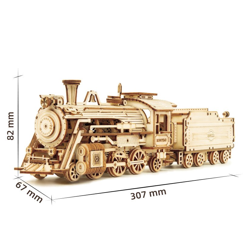 Rokr Prime Steam Express Train Wooden Model Kit MC501 Dimensions
