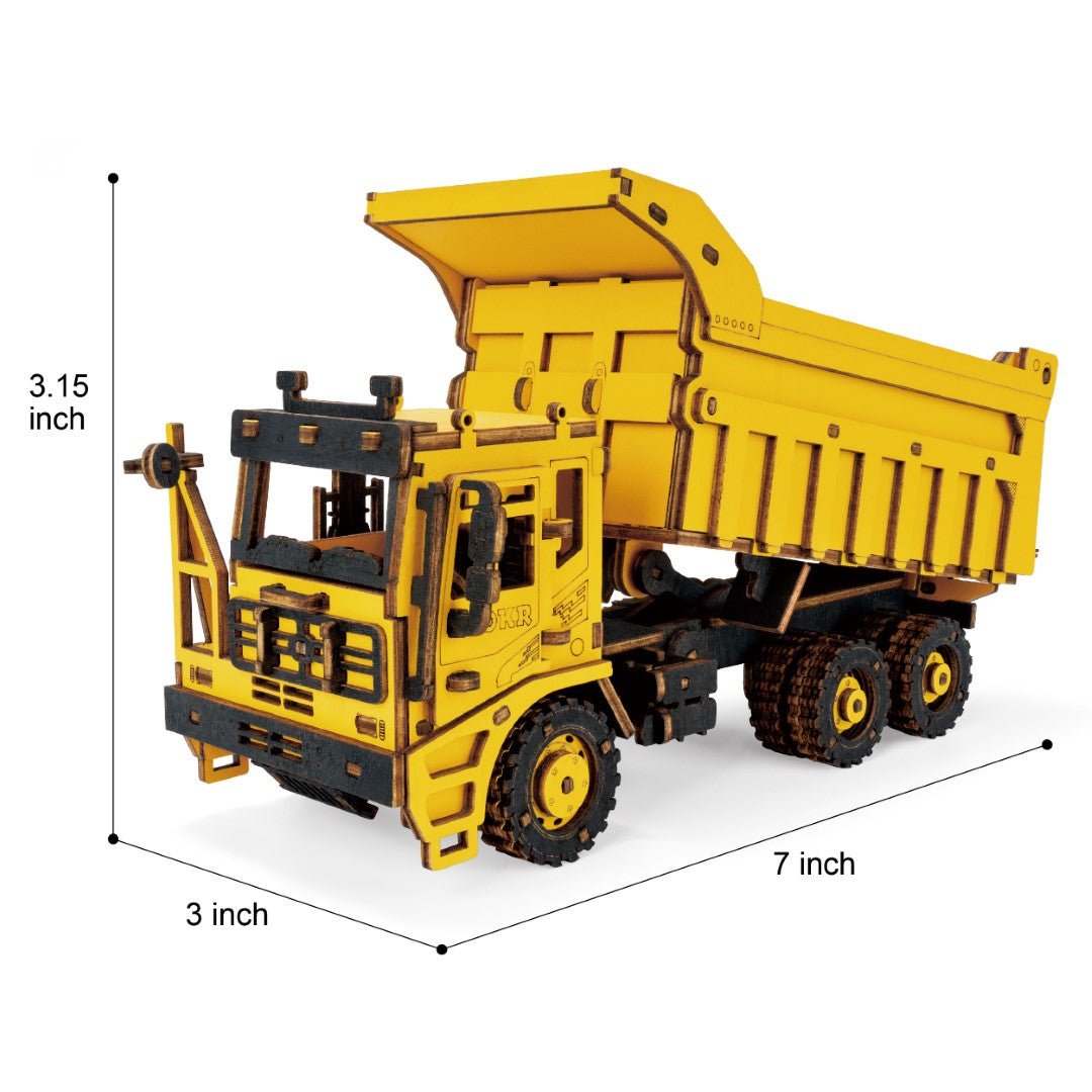 Rokr Dump Truck Wooden Model Kit TG603K Dimensions