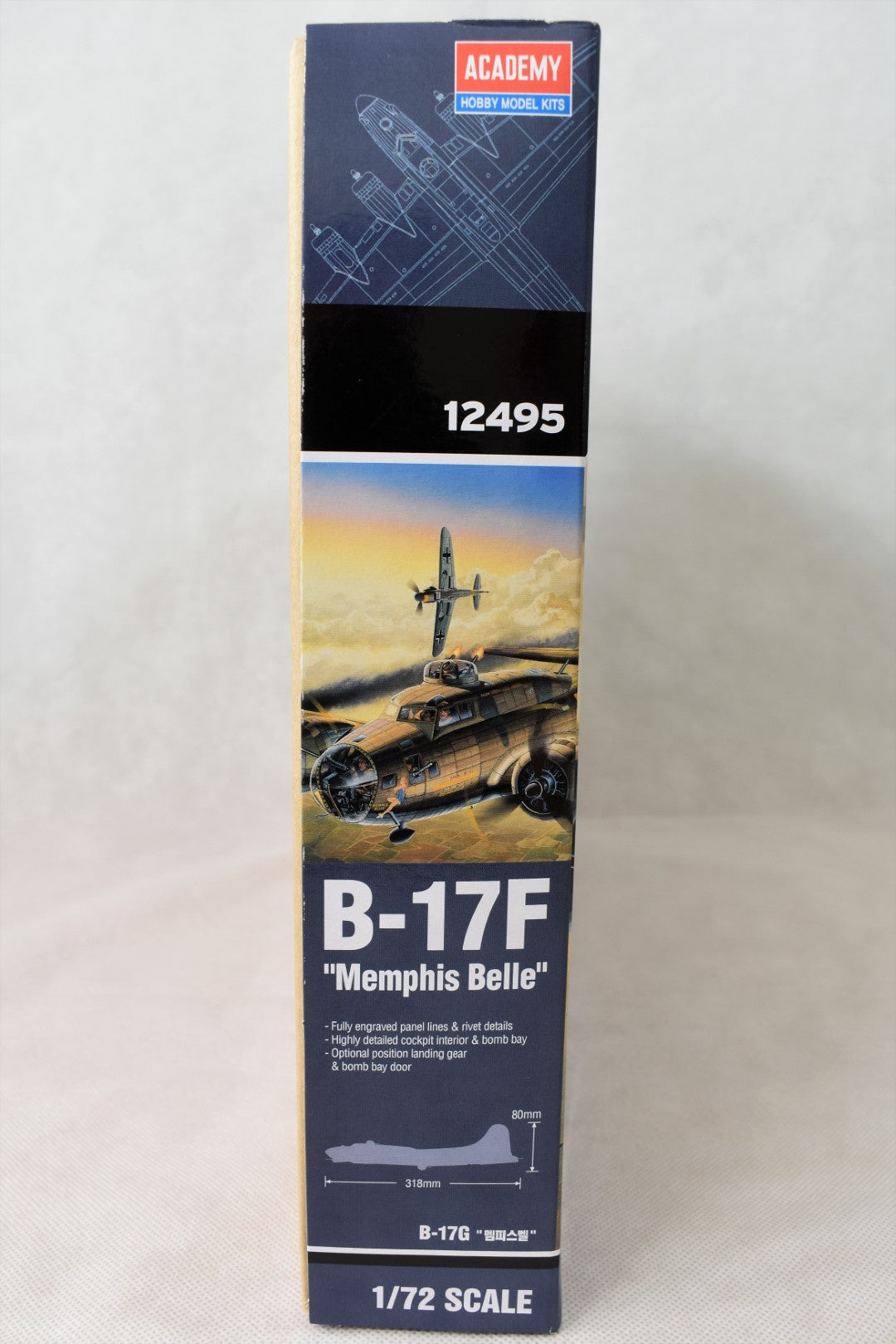 Academy B-17F Memphis Belle 1/72 scale Model kit dimensions