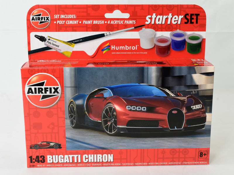 Airfix Starter Set Bugatti Chiron 1/43 scale plastic model kit