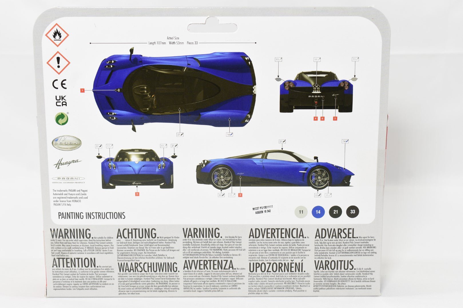 Airfix Starter Set Pagani Huayra 1/43 scale model kit box