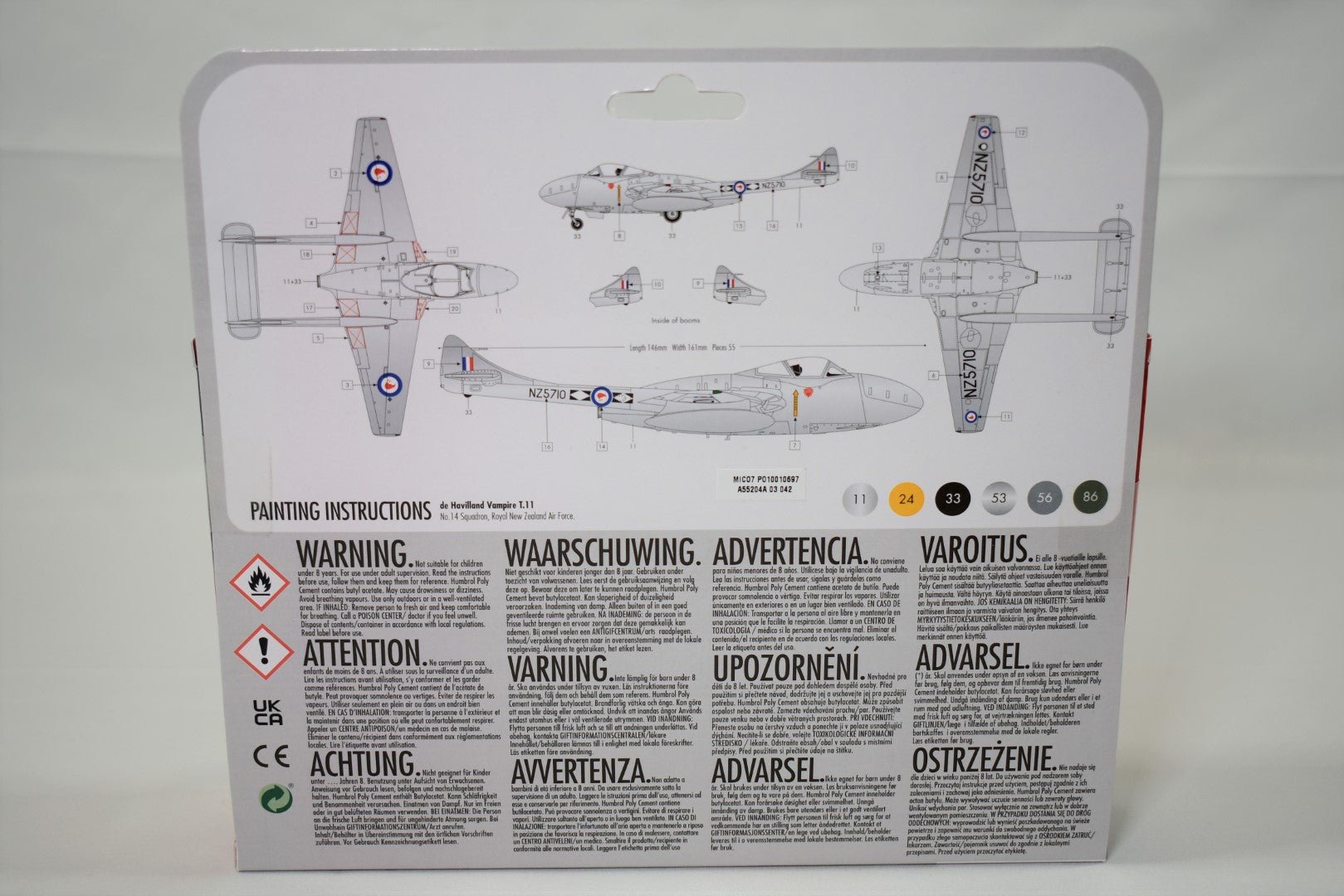 Airfix De Havilland Vampire Starter Set 1/72 box