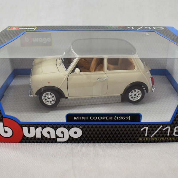 Bburago Mini Cooper 1969 1:18 Scale Diecast Model White