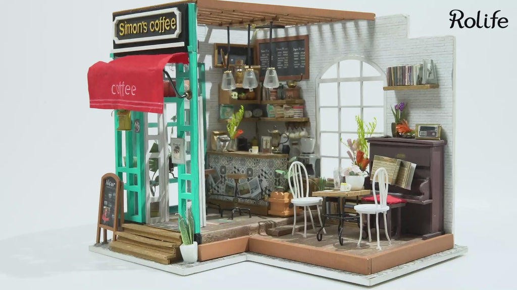 Rolife DIY House Simon's Coffee Shop Model Kit DG109 video