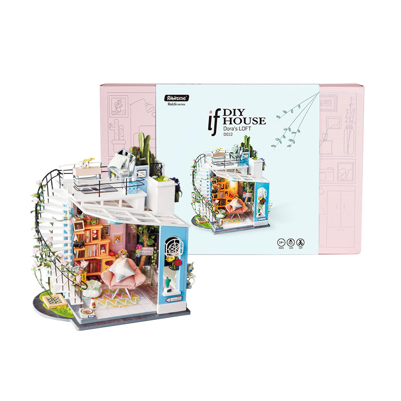 Rolife Robotime DIY House kit Dora's Loft box