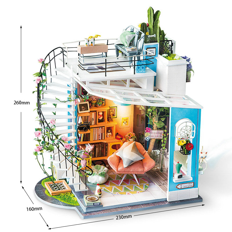 Rolife Robotime DIY House kit Dora's Loft dimensions