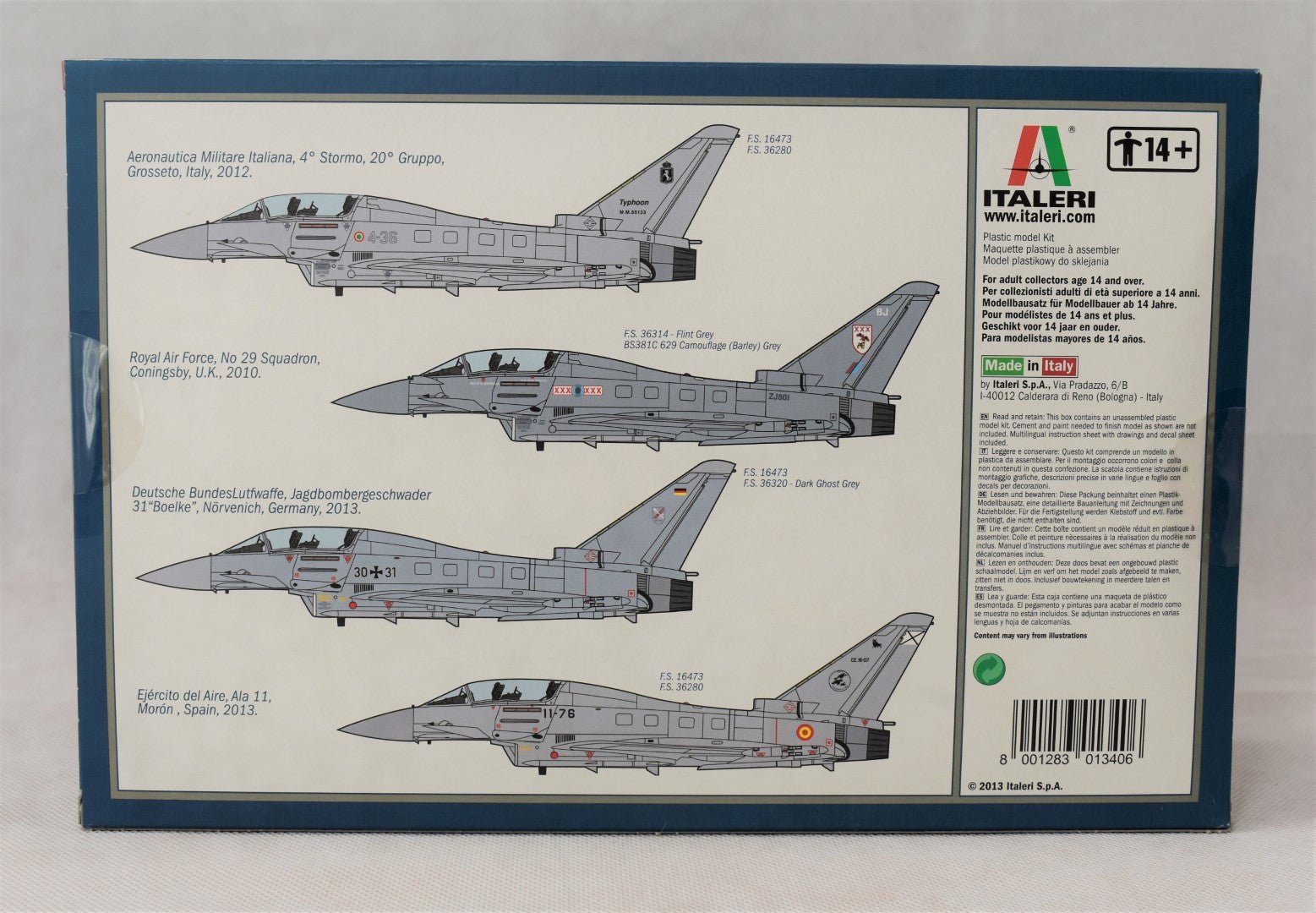 Italeri EF 2000 Eurofighter Typhoon 1/72 Model Kit box back