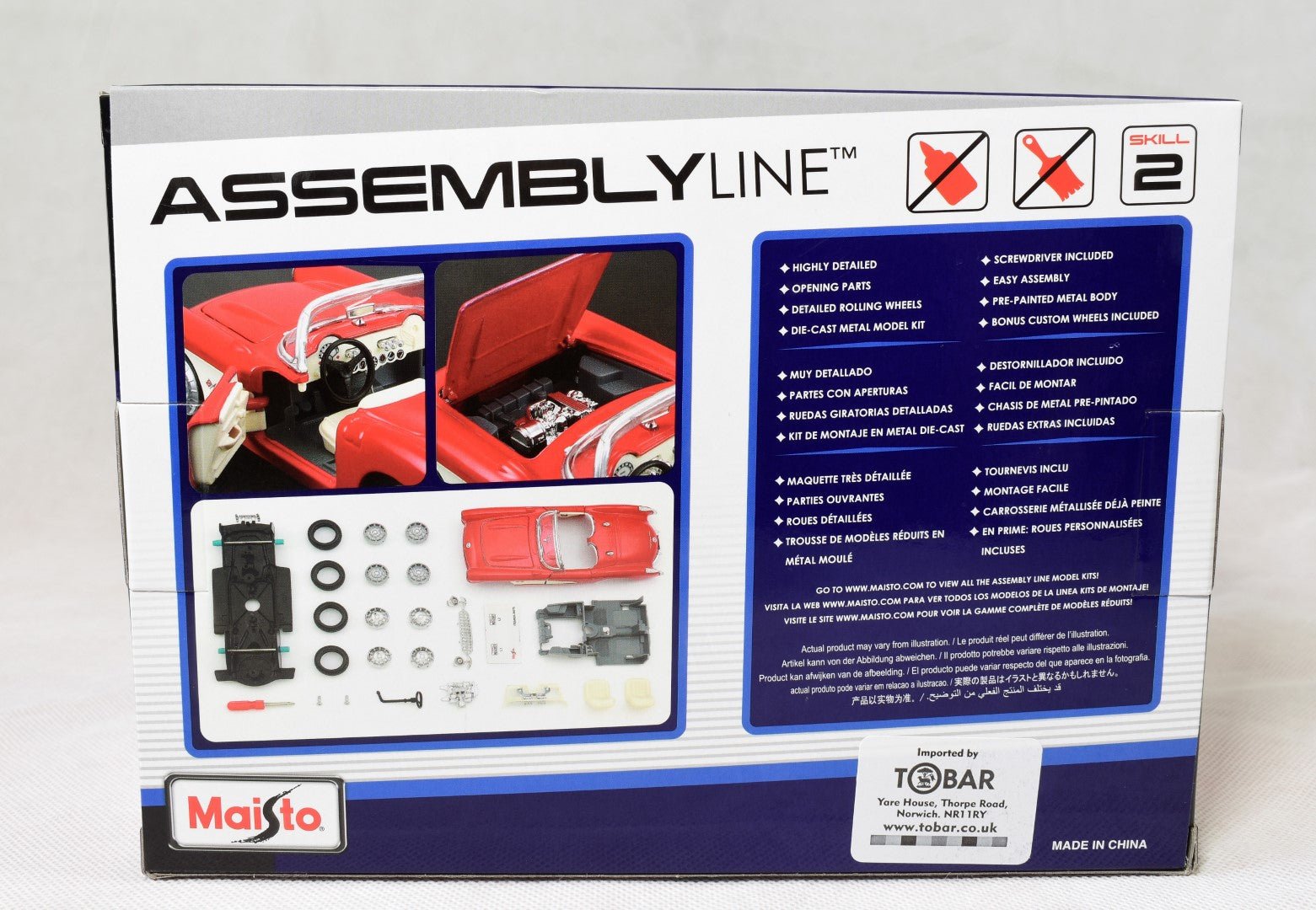 Maisto Assembly Line 1957 Corvette 1/24 Diecast model kit box