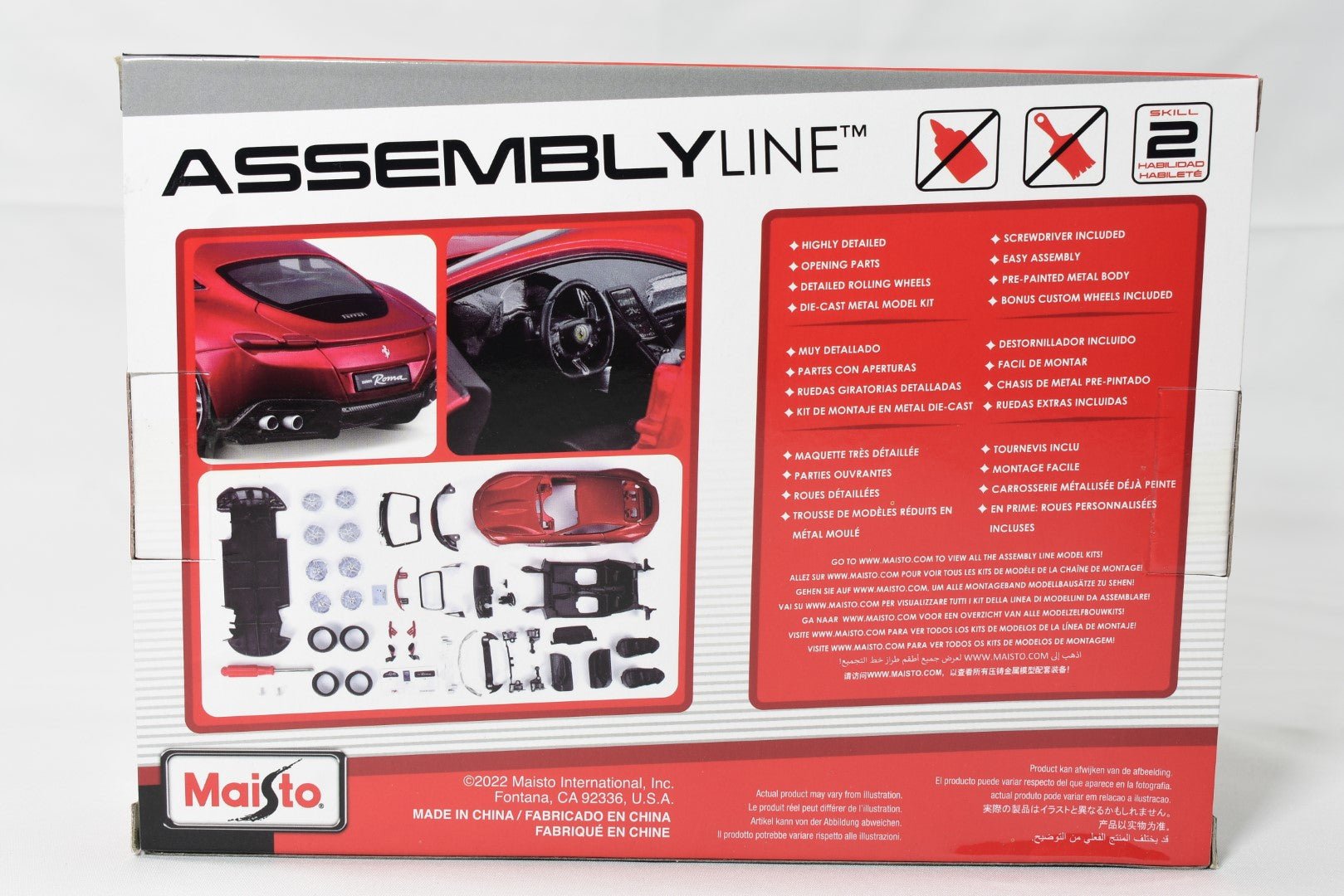 Maisto Assembly Line Ferrari Roma 1/24 scale diecast model kit back