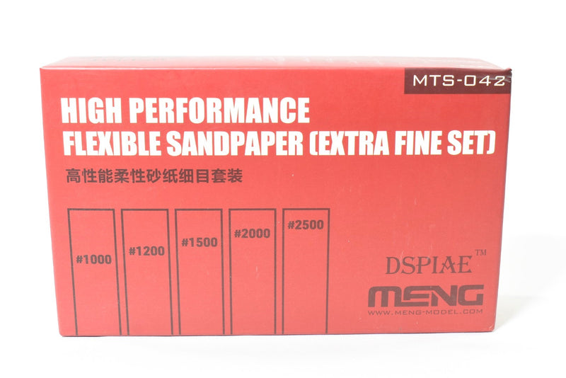 Meng Model Flexible Sandpaper Extra Fine Pack 1000, 1200, 1500, 2000 and 2500 grit box