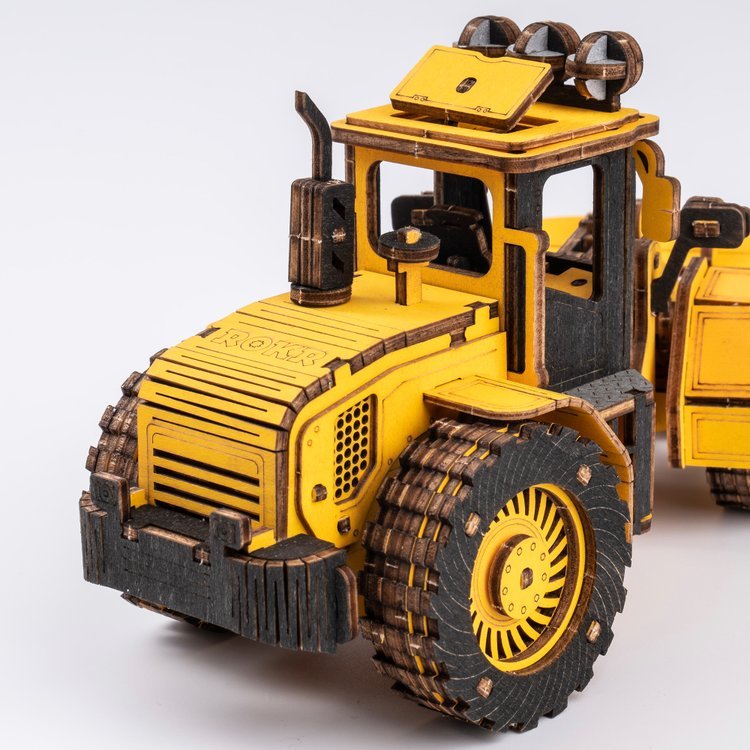 Rokr Bulldozer Front End Loader Wooden Model Kit TG509K rear