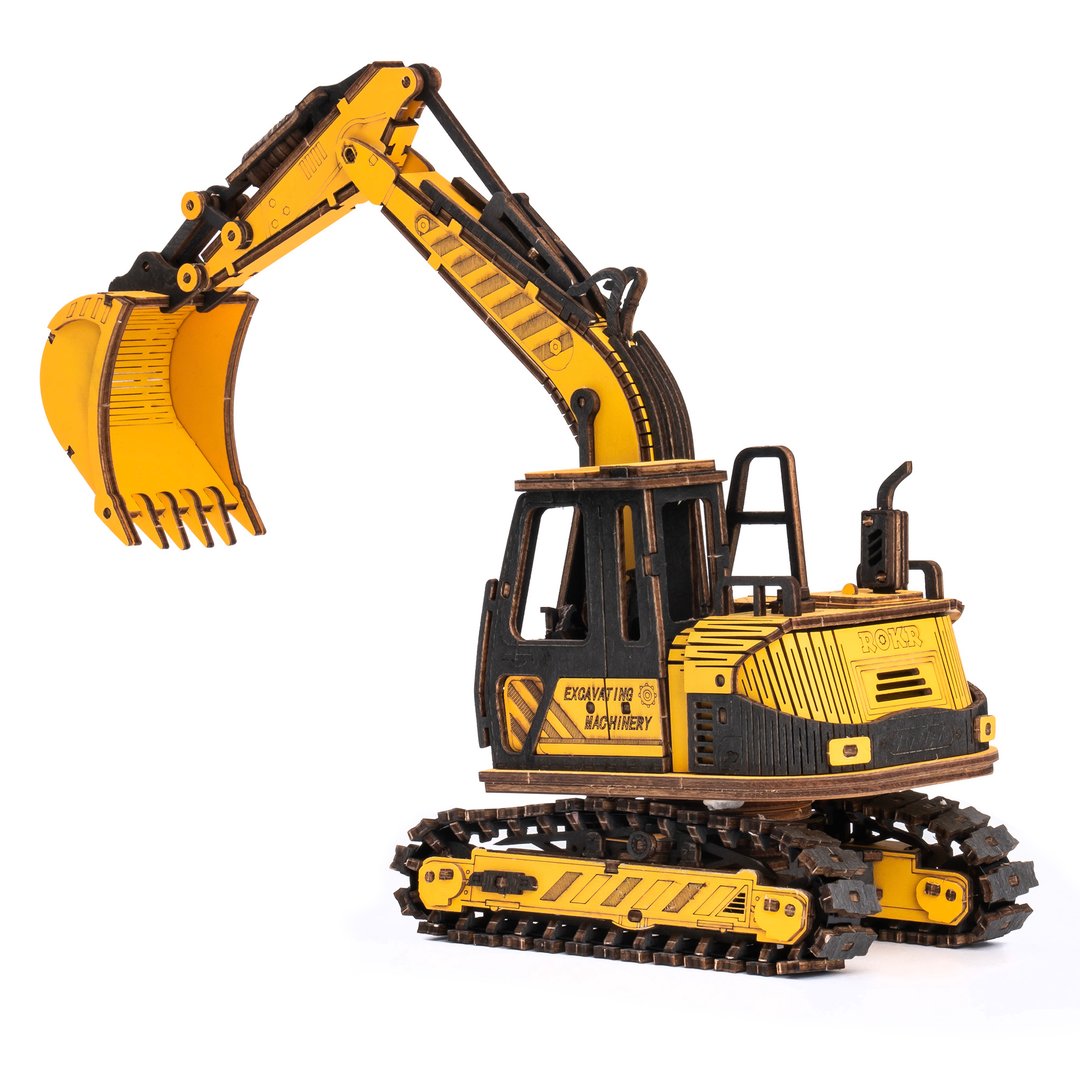 Rokr Excavator Wooden Model Kit TG508K