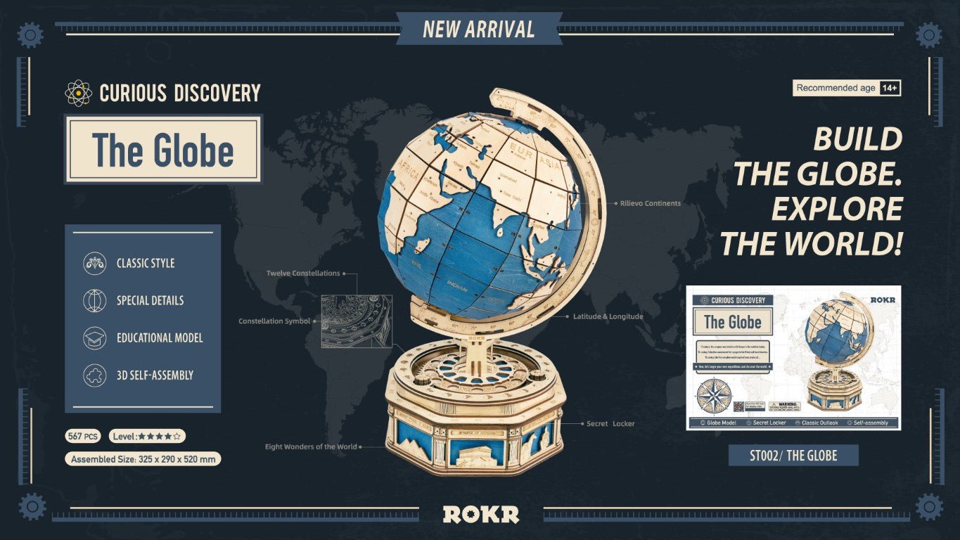 Rokr The Globe Wooden Model Kit ST002 details