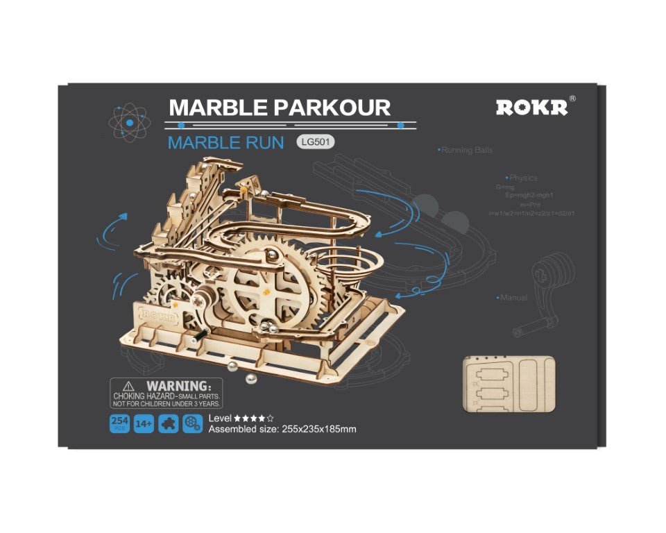Buy ROKR Hand Cranked Marble Run Wooden Model Kits Assembly 3D Wooden...