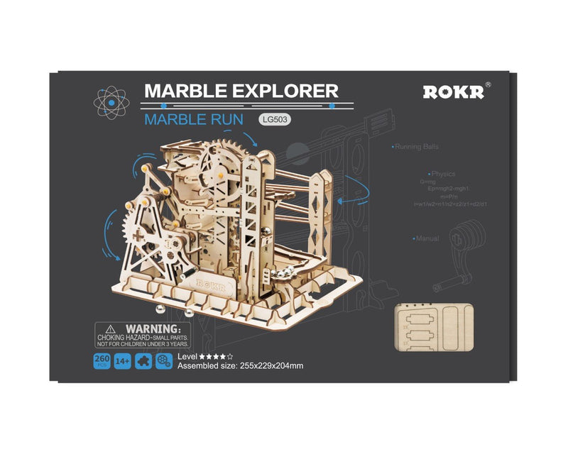 Rokr Marble Explorer run Wooden Model Kit LG503 box