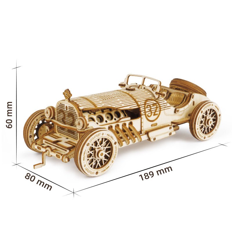 Rokr Grand Prix Car Wooden Puzzle model kit MC401 dimensions