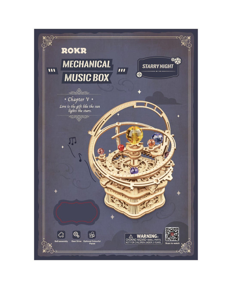 Rokr Mechanical Music Box Starry Night Wooden Model AMK51