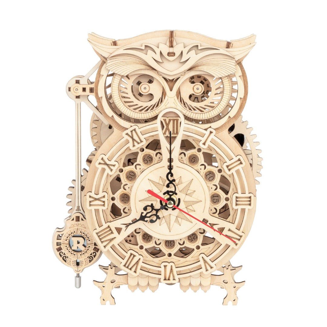 Rokr Owl Clock Wooden Model Kit LK503