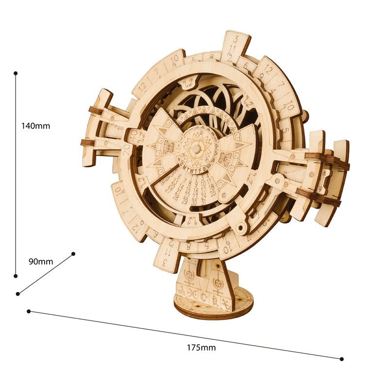 Rokr Perpetual Calendar Wooden Model Kit LK201 dimensions