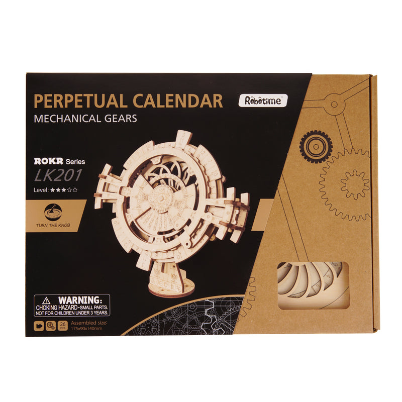 Rokr Perpetual Calendar Wooden Model Kit LK201 box