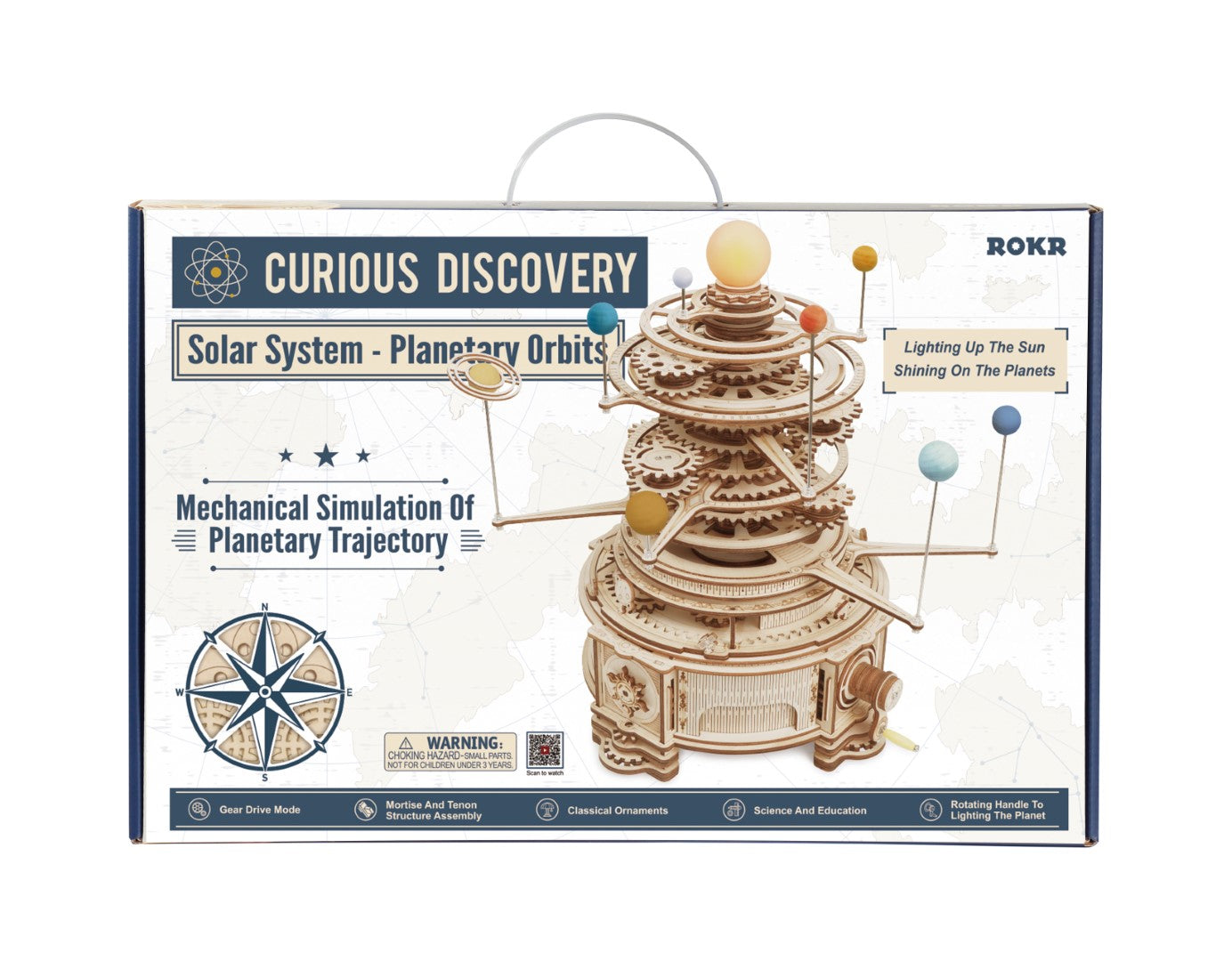 Rokr Solar System Planetary Orrery Wooden Model Kit ST001 box