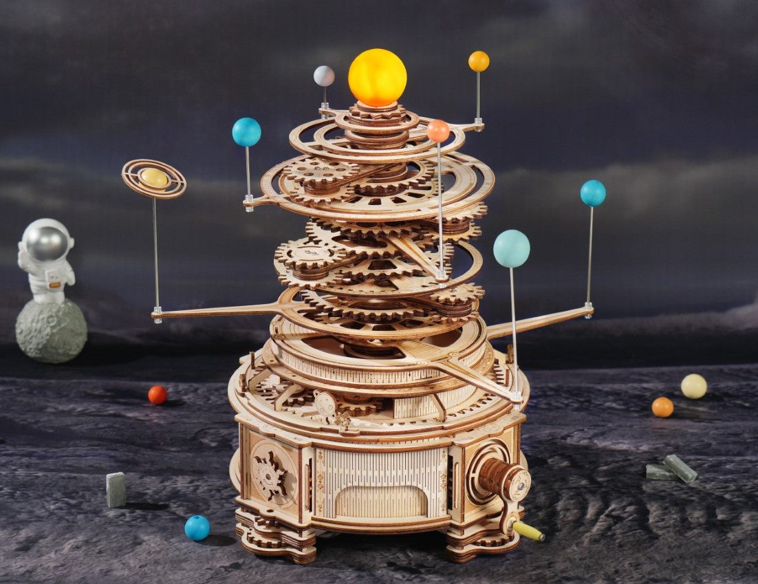 Rokr Solar System Planetary Orrery Wooden Model Kit ST001