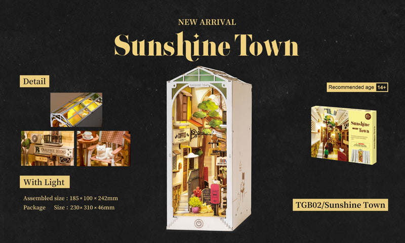 Rolife Sunshine Town DIY House Book Nook Model kit dimensions