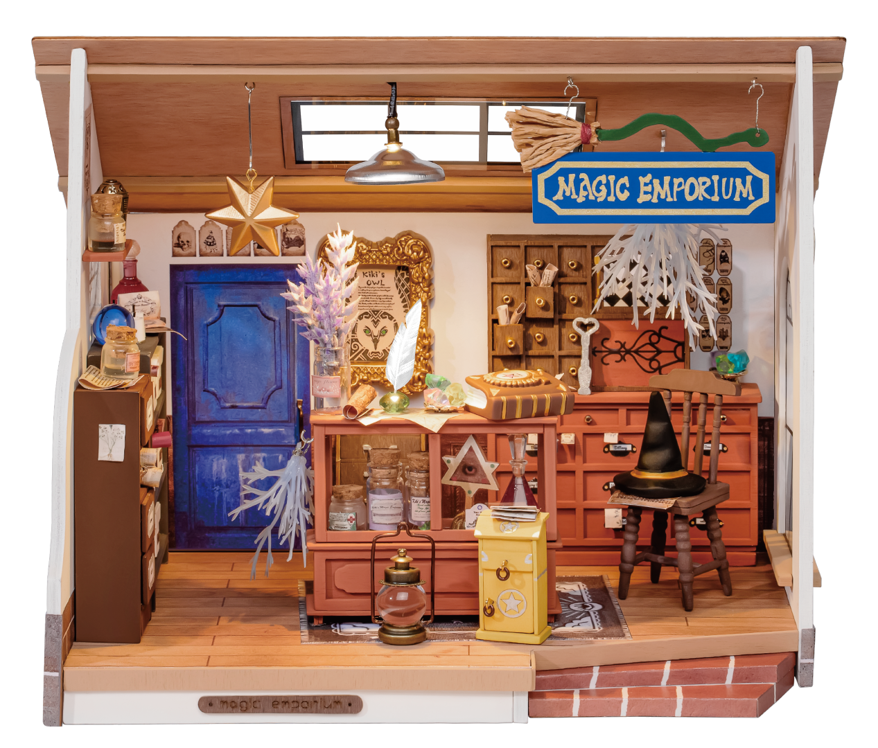 Rolife DIY Minature House  Kiki's Magic Emporium model kit DG155 inside