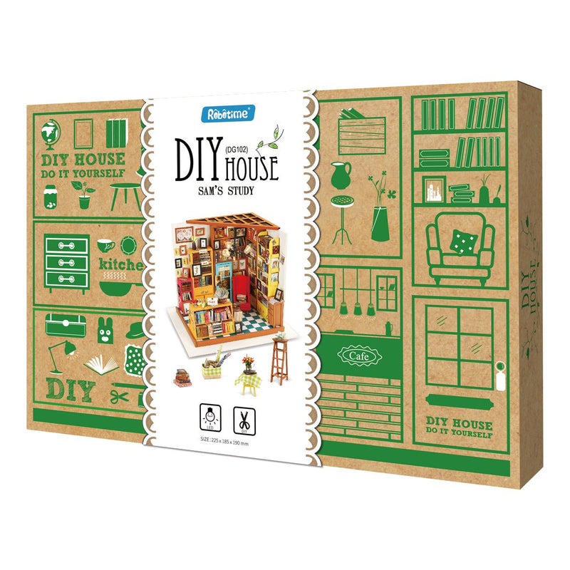Rolife DIY House Sam's Study model kit DG102 packaging