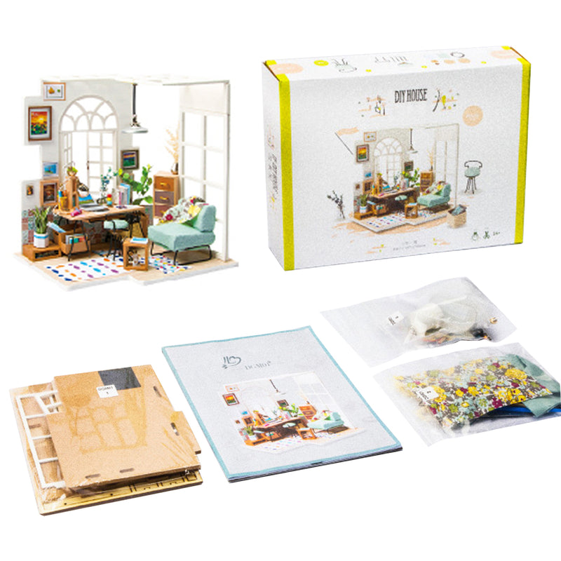 Rolife DIY House SOHO Time Model Kit DGM01 box contents