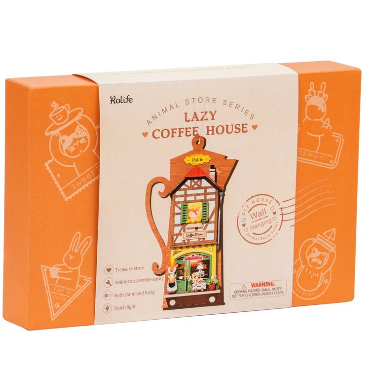 Rolife Lazy Coffee House DIY Miniature Hanging House Model Kit DS020 box