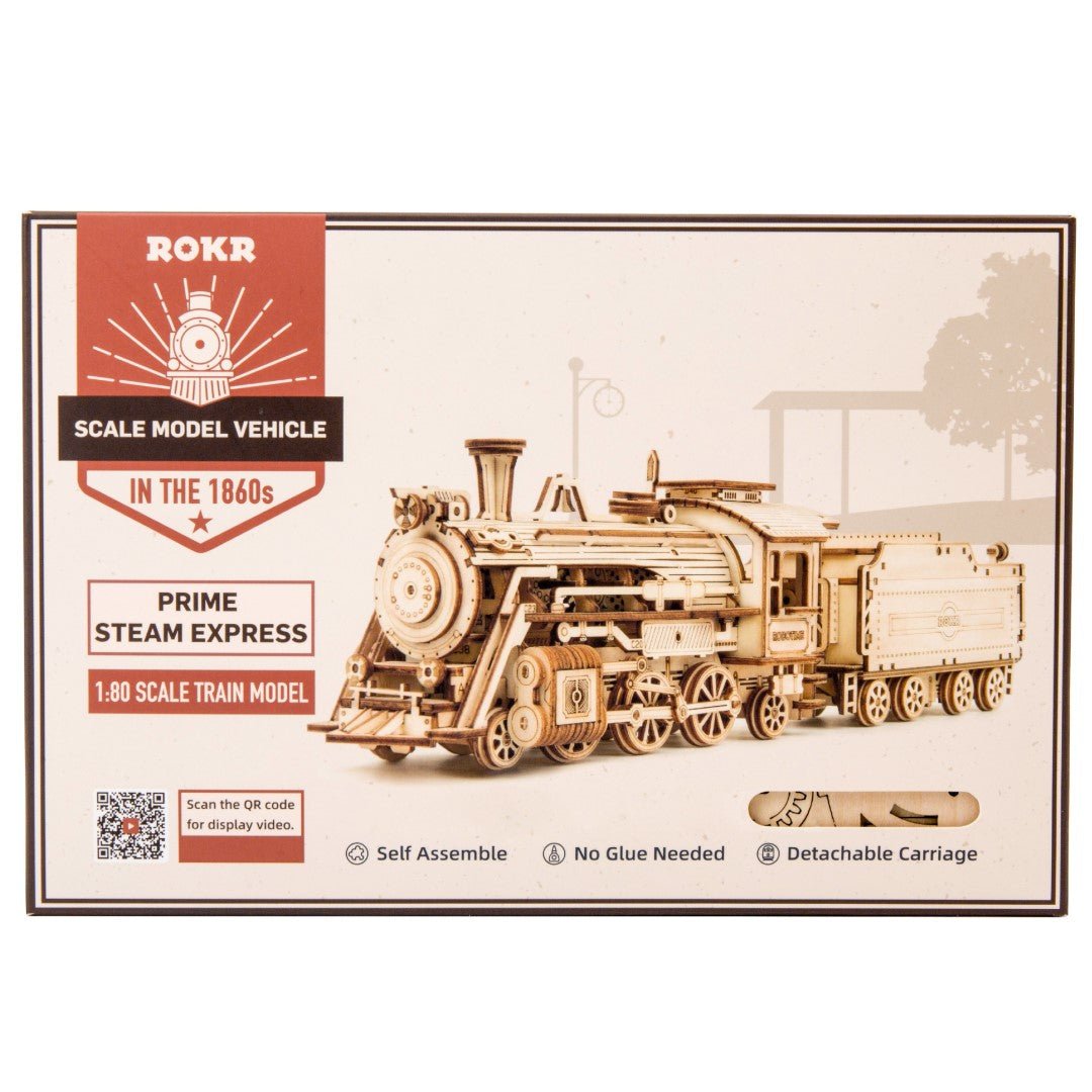 Rokr Prime Steam Express Train Wooden Model Kit MC501 Box