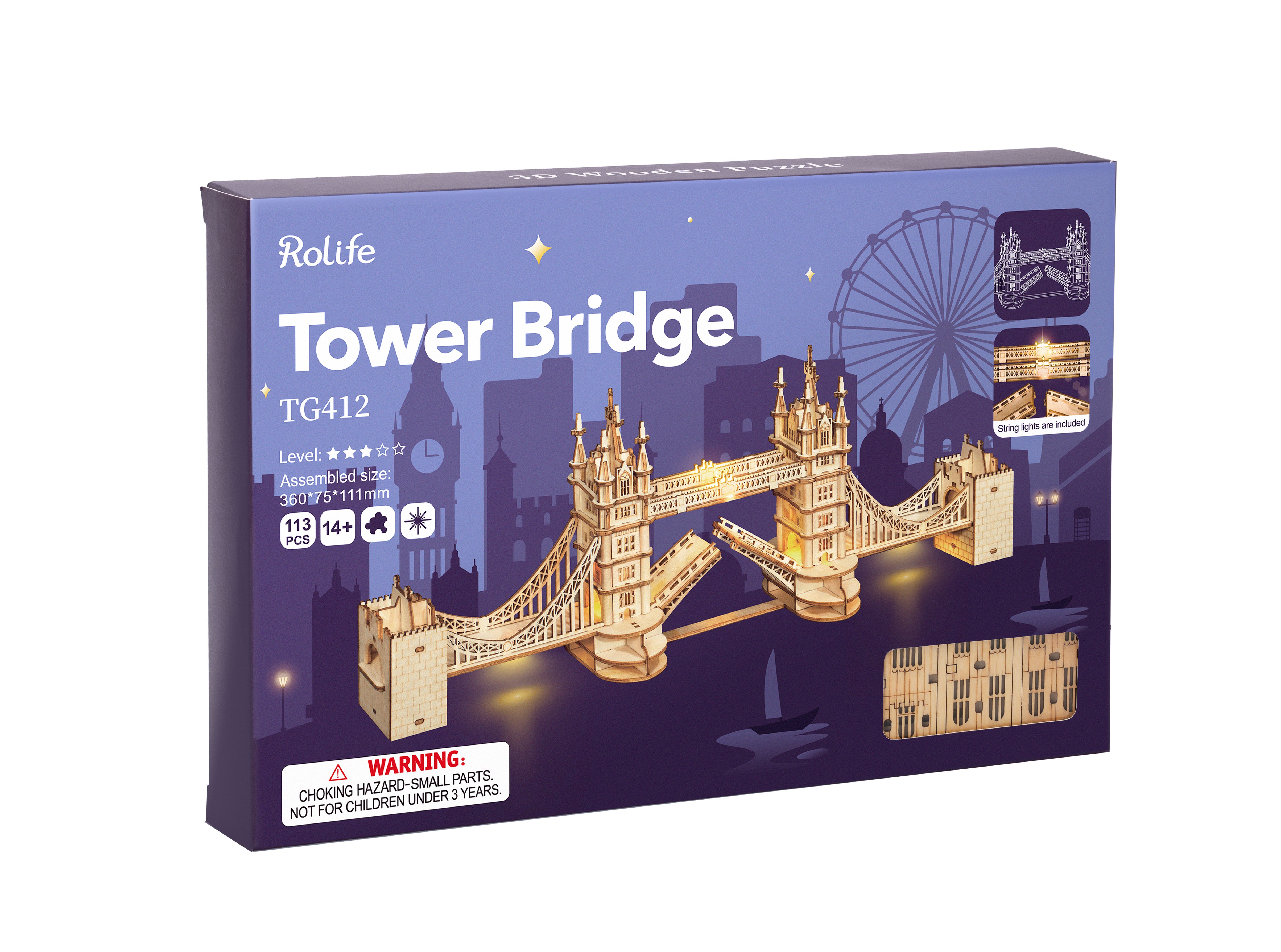 Rolife Tower Bridge Wooden puzzle model TG412 box