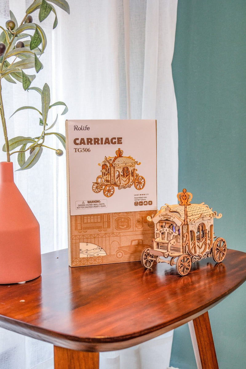 Rolife Carriage Wooden Puzzle model TG306 with box table